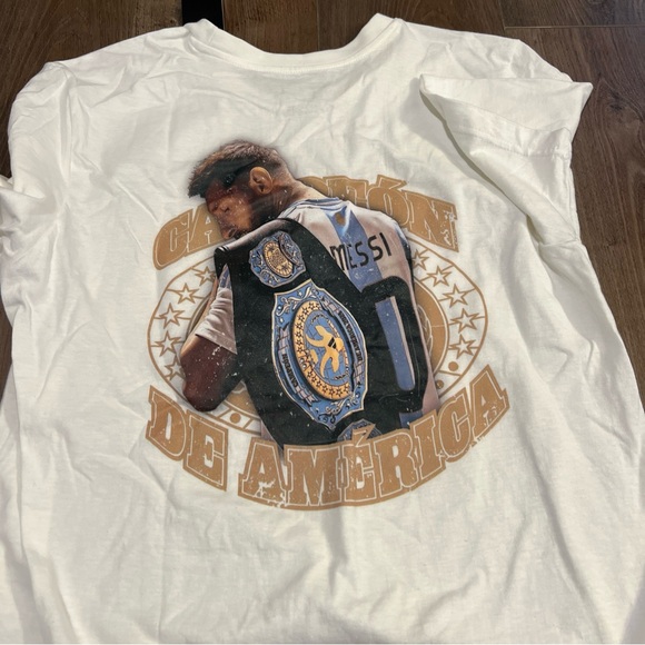 Mens Adidas Lionel Messi Campeon De America Shirt White - Picture 3 of 4